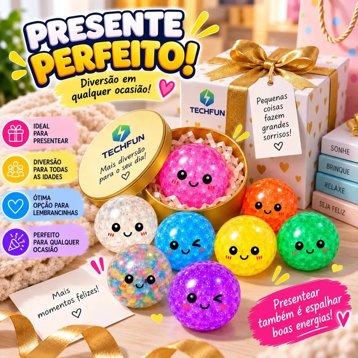 Squishy Bolinha Antiestresse Sensorial Brinquedo Infantil Presente Dia Das Crianças Menino Menina Lembrancinha Festa Aniversário Taba Gel Colorido Relaxante Ape — imagem 2