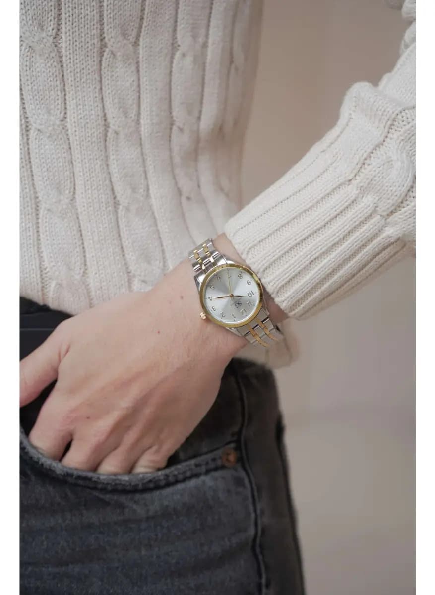 Kit Relógio Colar e Brincos Ponto De Luz Dourado e Prateado Feminino Luxo Saint Germain 28mm — imagem 3