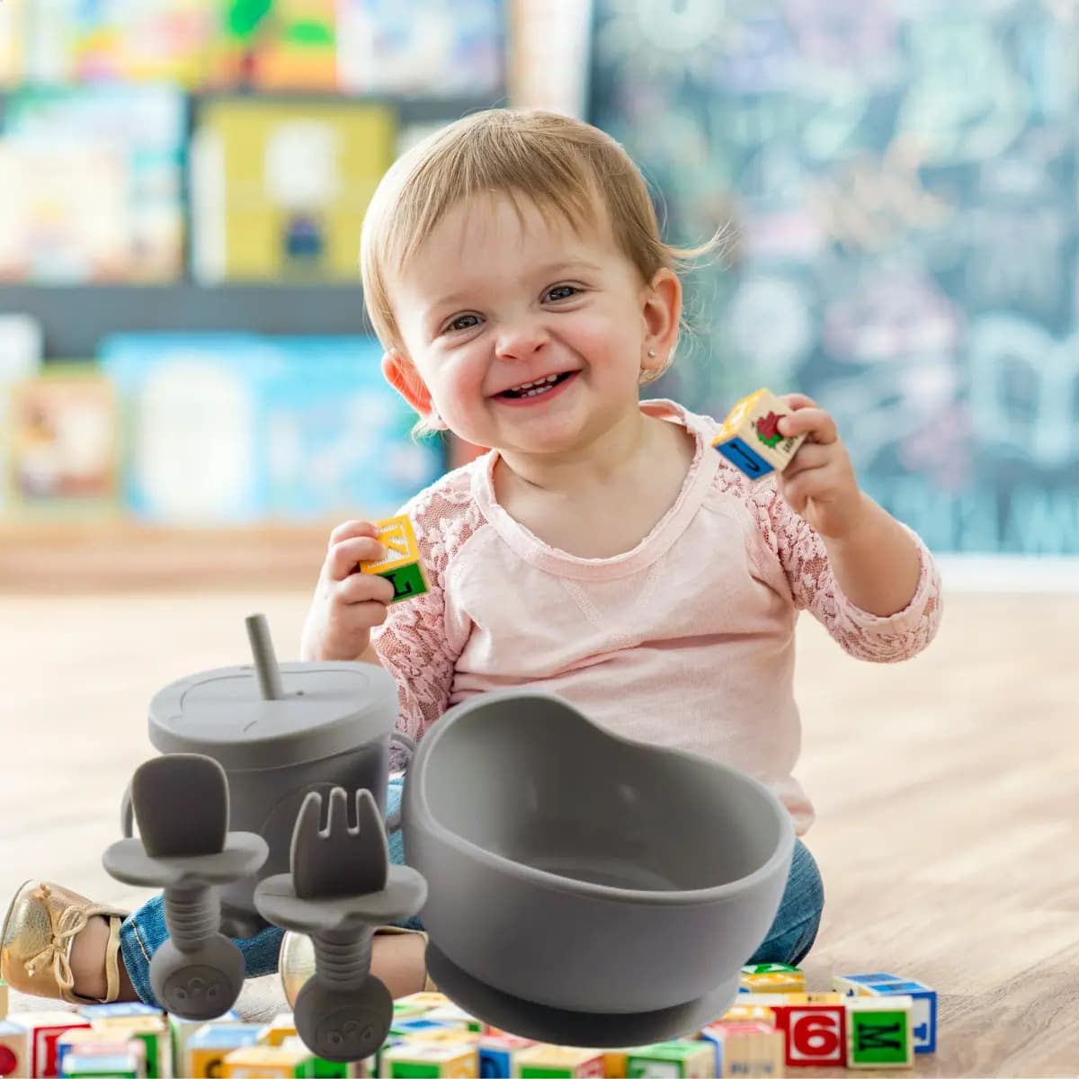 Kit Introdução Alimentar Bebê Silicone Prato Talher 6 Peças — imagem 3