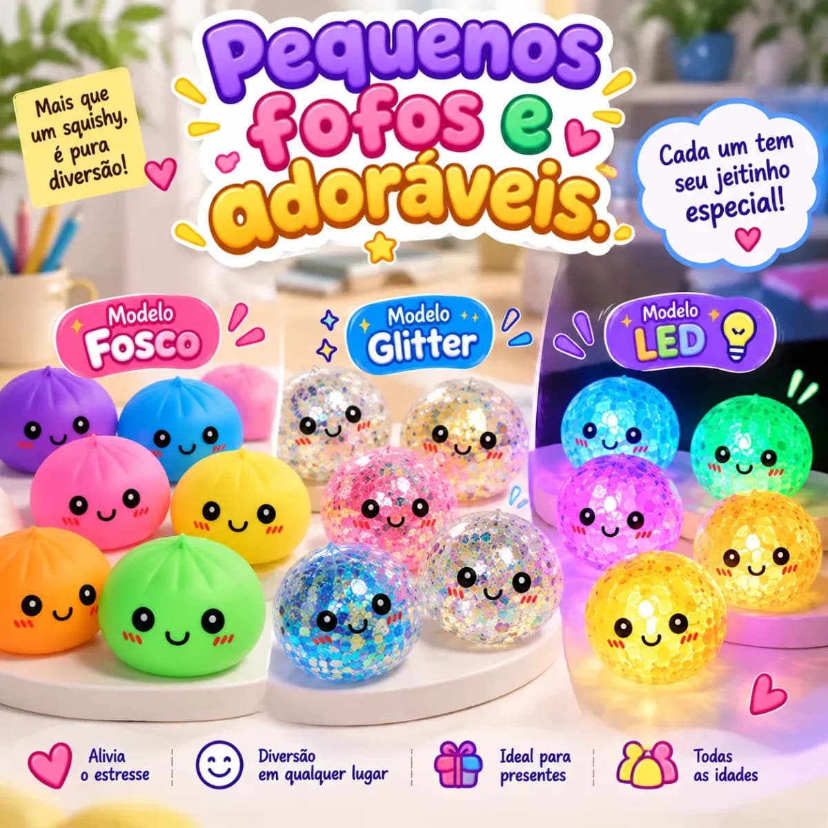 Squishy Brinquedo Antistress Bola Sensorial Fidget Toy com Glitter Macio Infantil Adulto Relaxante Anti Stress Presente Criativo Colecionável — imagem 4