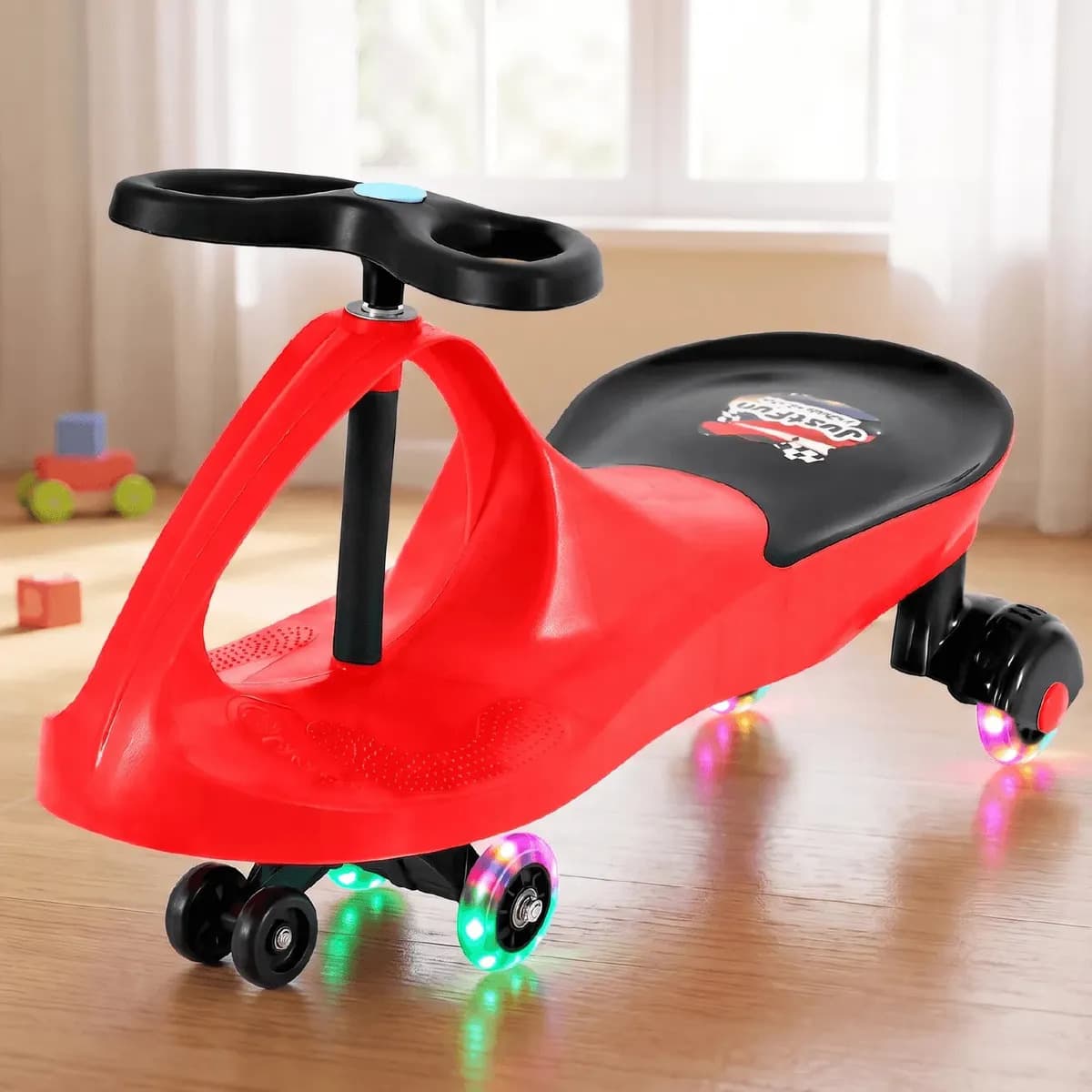 Carrinho Rolimã Car Drift Infantil Volante Gira 360° Triciclo Com Roda Led Colorido Cor Vermelho Justfun Brinquedos