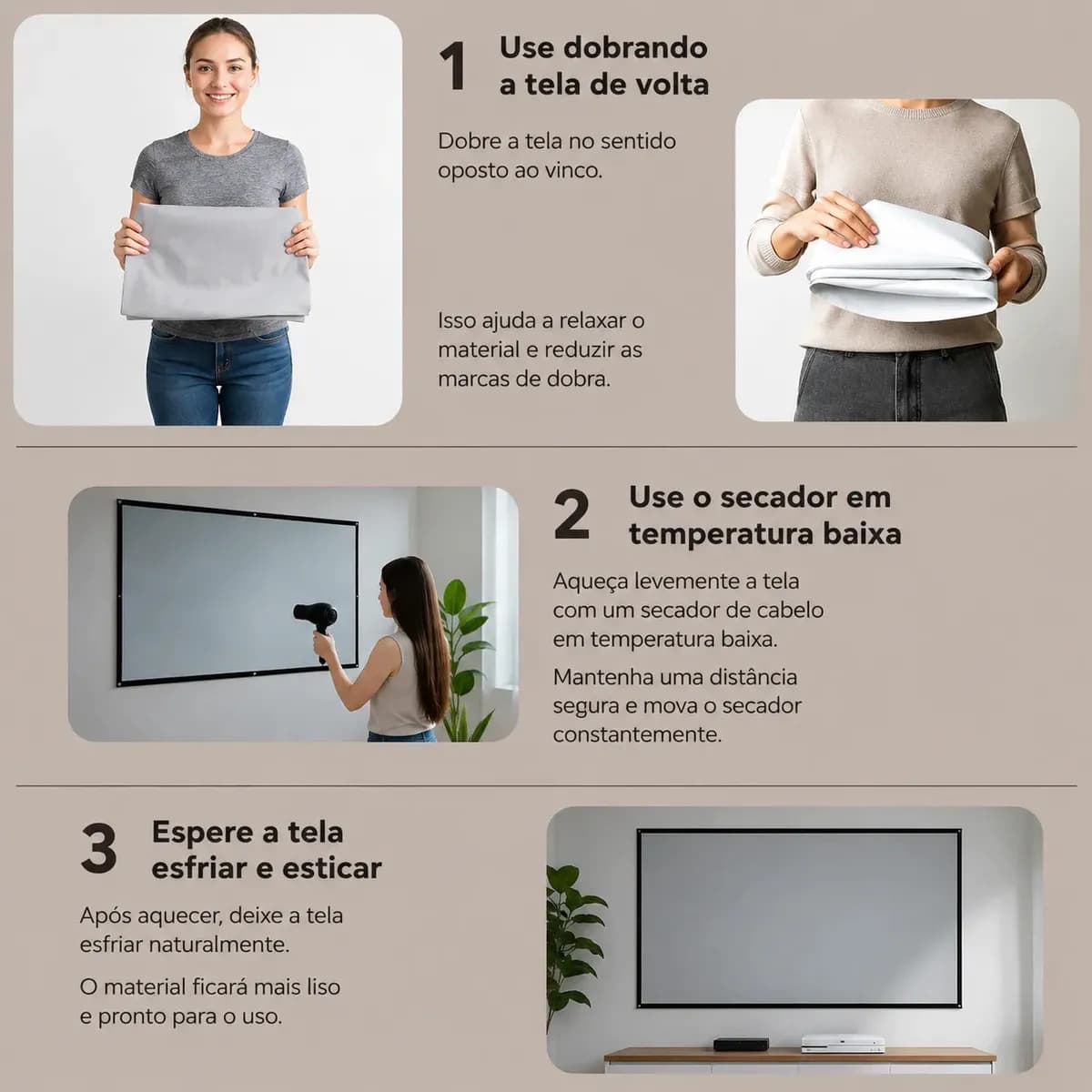 Tela Para Projetor 100 Polegadas Lagostini Branca Sem Bordas Dobrável Full Hd 4k Cinema Em Casa Datashow Projeção Interna Externa — imagem 6