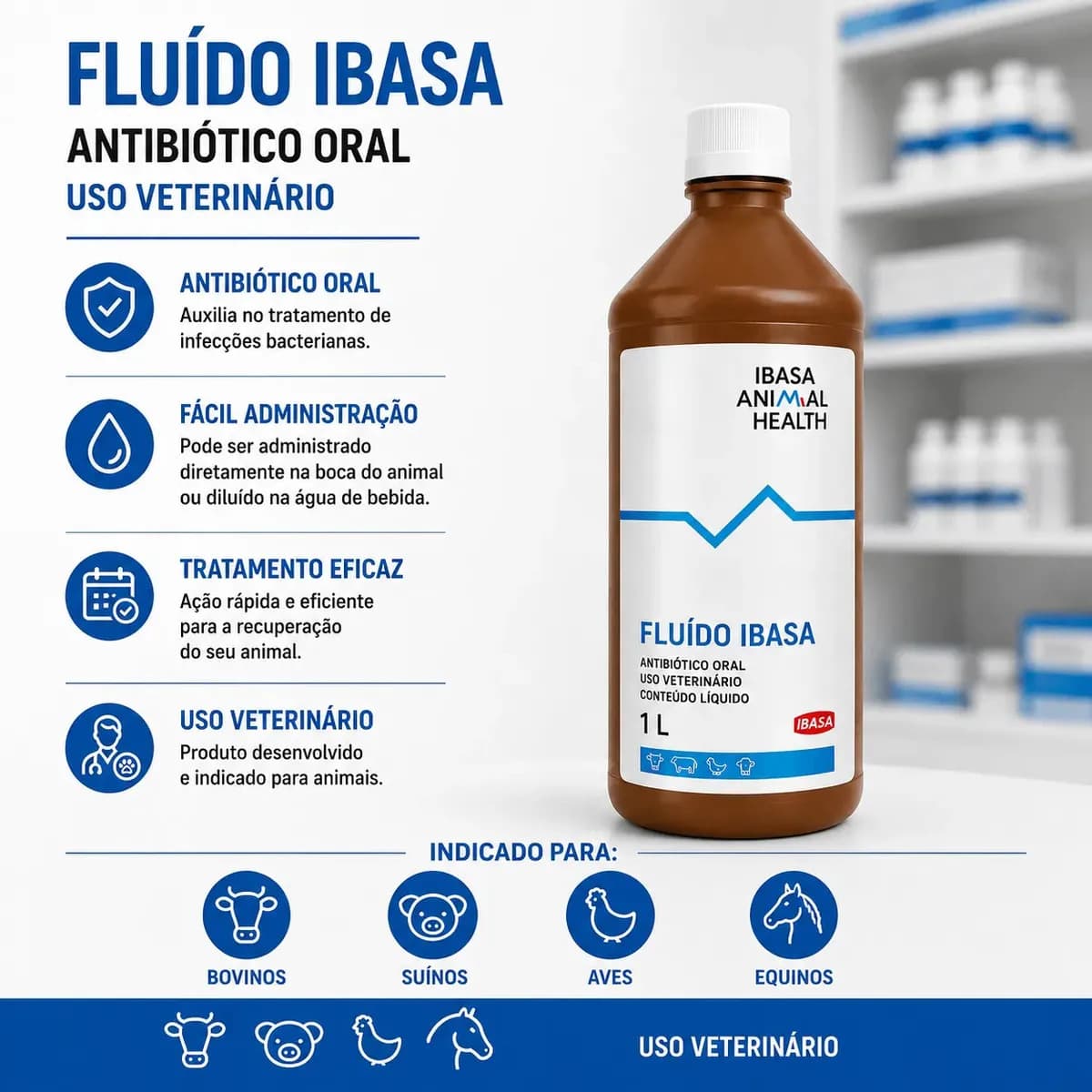Sulfa Ibasa Sulfamicina Líquida 1 Litro Para Aves Tratamento Infecções — imagem 4