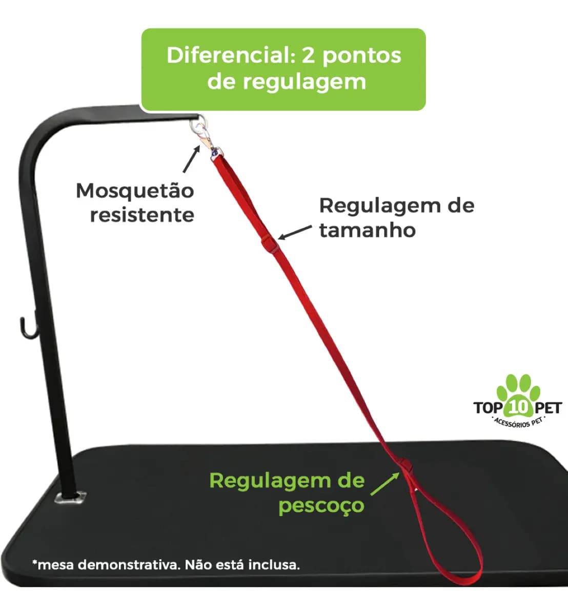 Guia De Contenção Banho E Tosa Para Mesa e Banheira Kit 04 Unid TOP10PET Mix Vermelho Preto — imagem 5