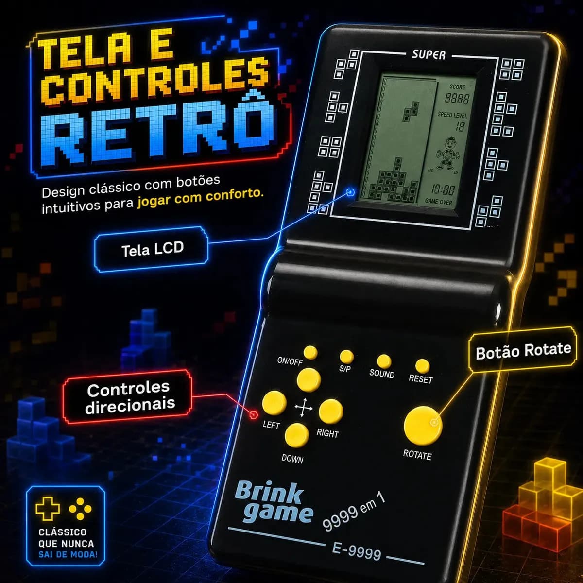 KIT 2 Mini Video Games Portáteis 9999 Em 1 Retrô Clássico Tela LCD Brinquedo Retrô Infantil E Adulto game Portátil Kizumba — imagem 5