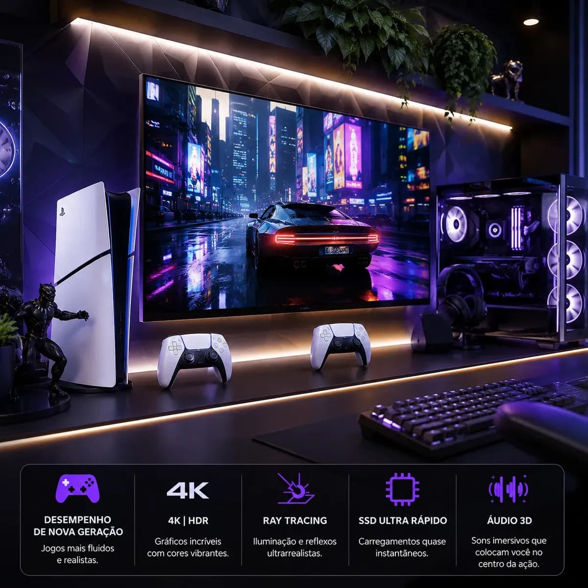 Playstation 5 Slim Digital 825gb Branco Novo Cfi-2114 2 Controles Dualsense Originais Sony Ps5 Lacrado Console Completo Ssd Ultra Rápido 4k Ray Tracing Wifi Blu — imagem 3