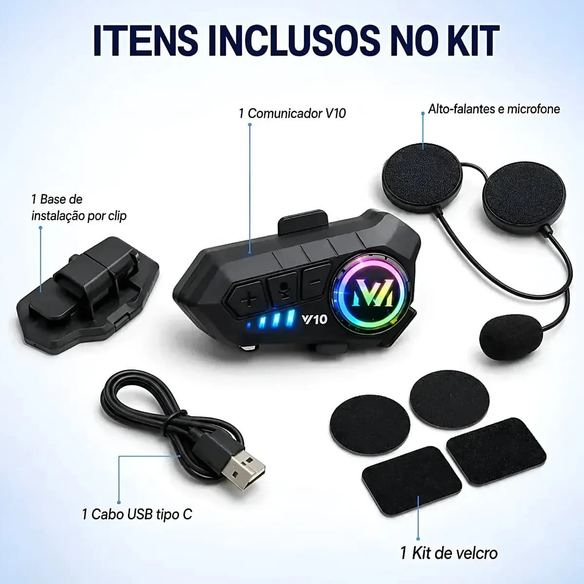 Fone De Ouvido Para Capacete Moto Bluetooth Motoboy Headset Rgb Sem Fio Comunicador Woosh — imagem 6