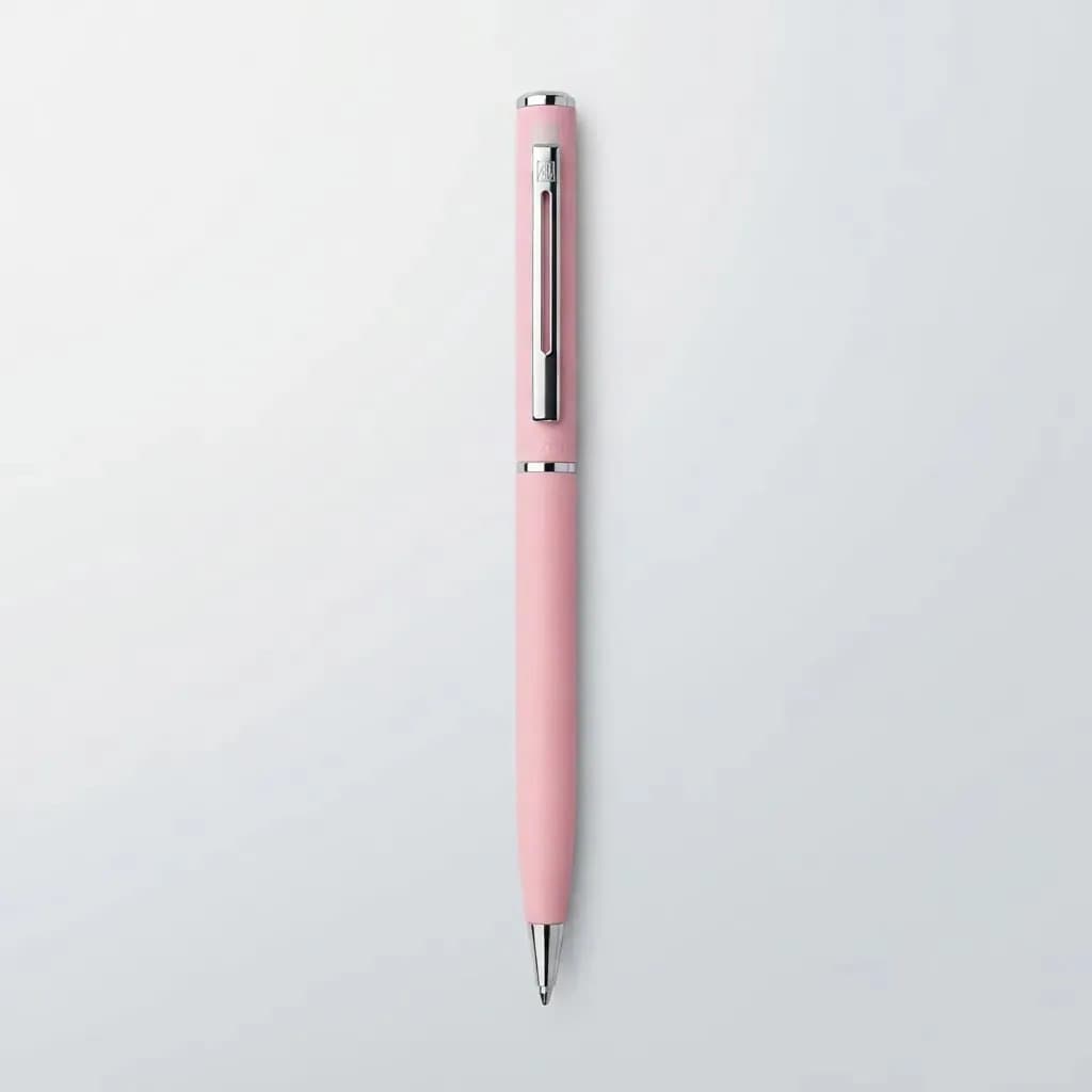 Caneta Crown Hawai Esferográfica Rosa Claro Tinta Azul — imagem 4
