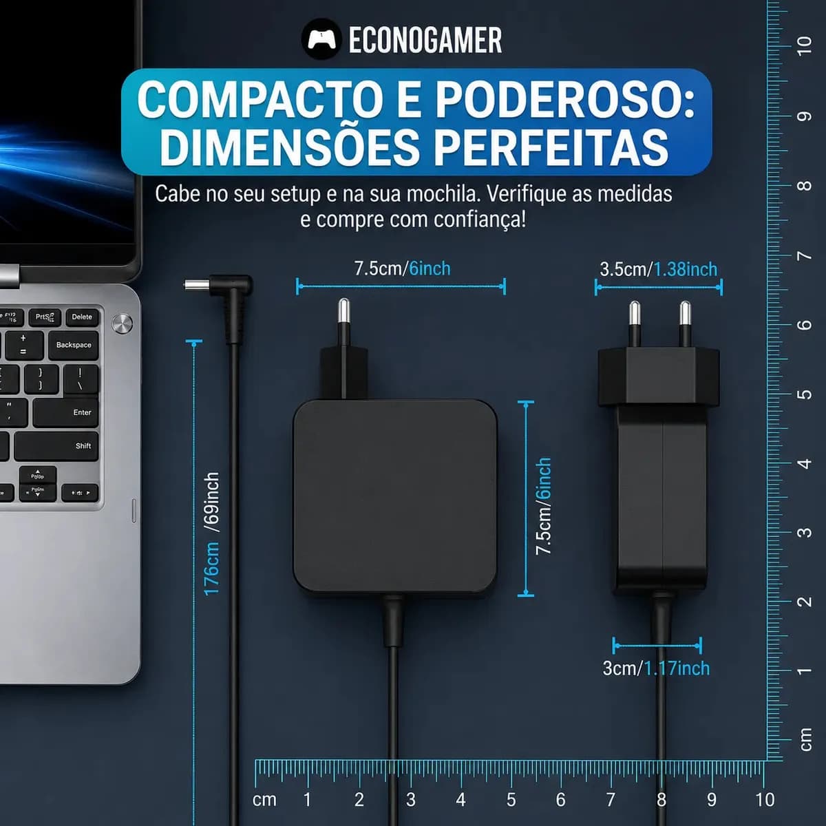 Fonte Carregador Notebook Compatível com Lenovo Ideapad S145 15api 81v70004br 330 81fe0002br Adlx65 Id S145 81v70008br 65w 320 80yh001br Bivolt Ipa-1450 3-15alc — imagem 2