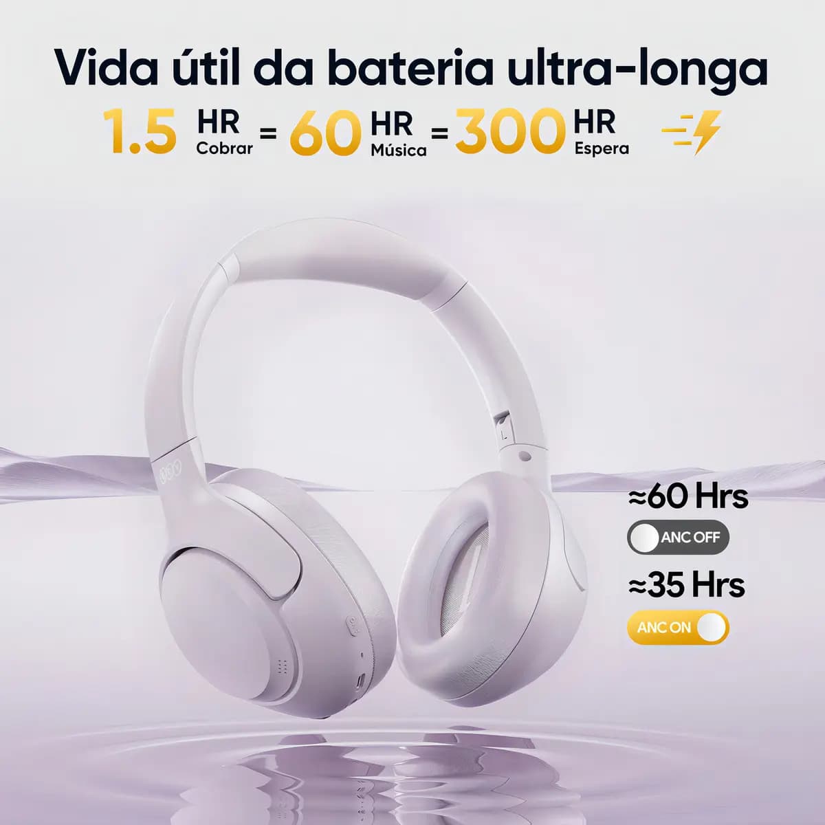 Headset Qcy H3 Anc Adaptativo Bluetooth 5.3 Multiponto 60h Cor Violeta — imagem 4