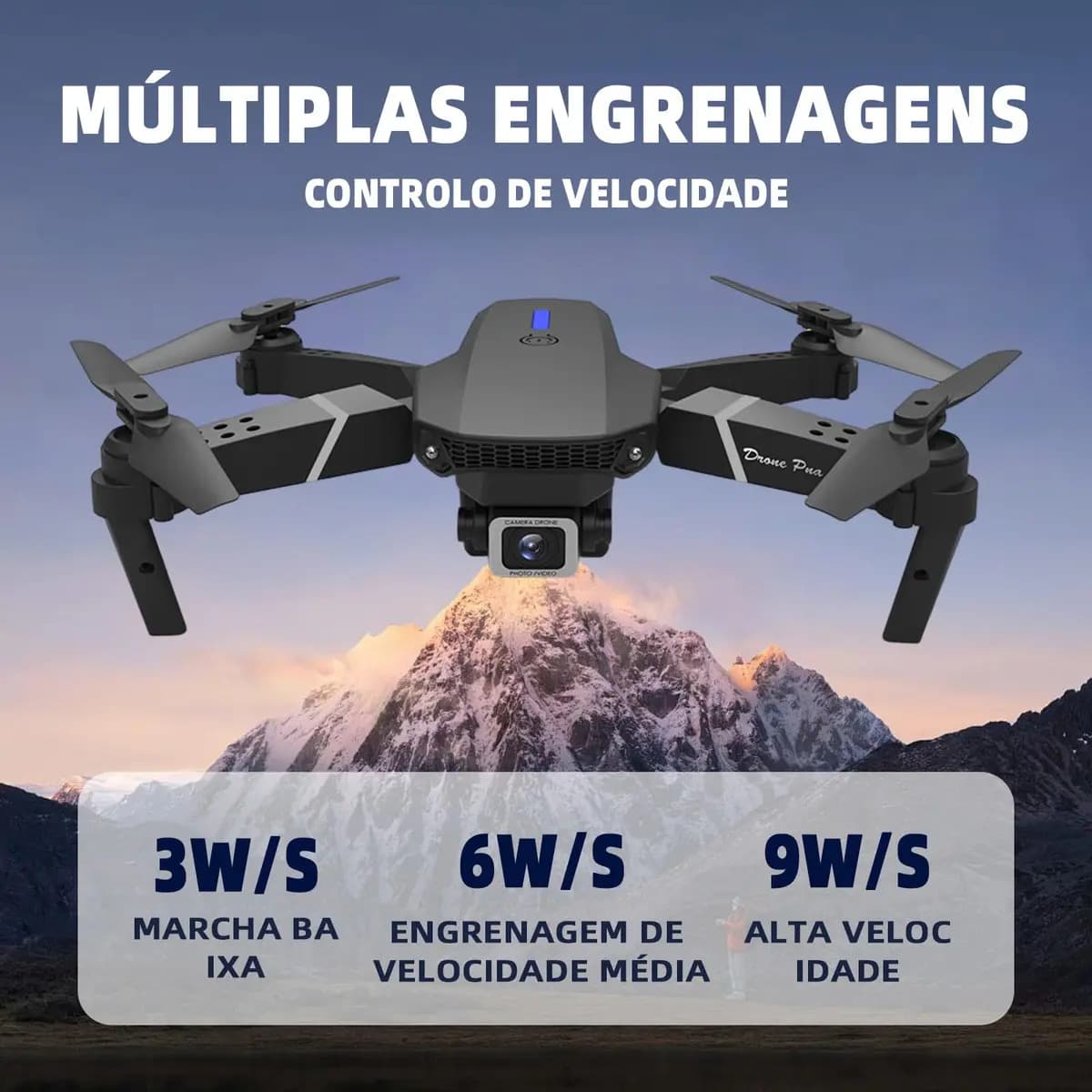 Mini Drone E88 Pro Com Câmera Dupla Wifi Com Case 2 Baterias + SCORELL Mini Controle Remoto Drone 2.4 Ghz — imagem 4