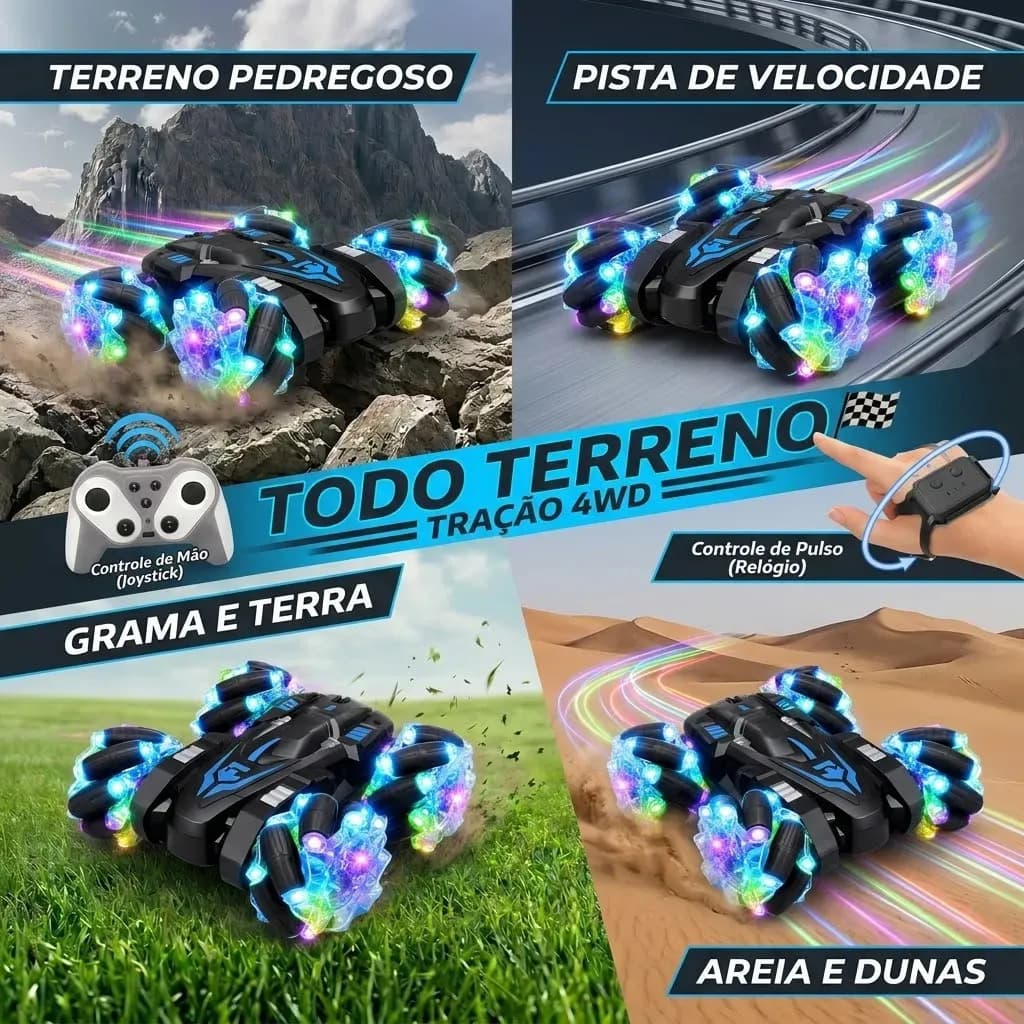 Carrinho De Controle Remoto Maluco Speed Girl Gira 360 Graus Inteligente 9 Funções Rápido Recarregável Menina Kizumba Cor Preto — imagem 3