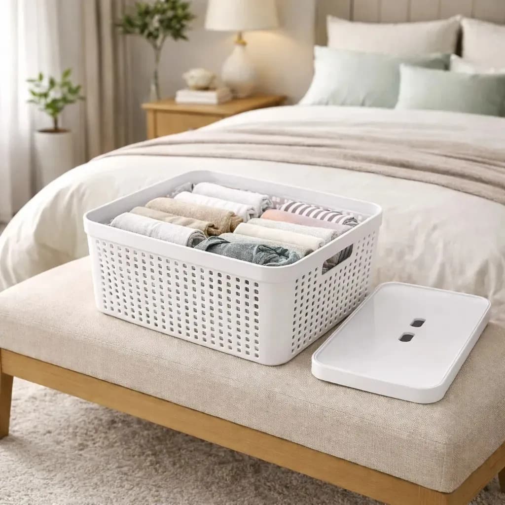 Kit 6 Caixas Organizadoras Com Tampa Invisivel 2l 4,5l 17l Cor Branco — imagem 6
