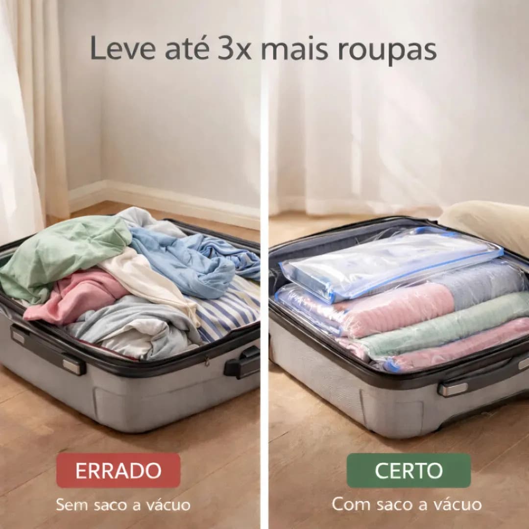 Kit 10 Sacos A Vácuo 40cmx60cm Kit Com Bomba Organizador De Roupas Viagem Casa Mala Otimização De Espaço — imagem 6