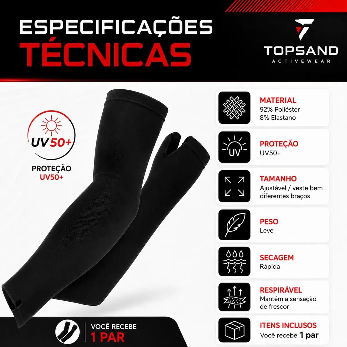 Manguito Uv50+ Proteção Solar Compressão Para Ciclismo Corrida Bike Moto Academia Treino Esportivo Manga Respirável Secagem Rápida Confortável Unissex Alta Perf — imagem 5