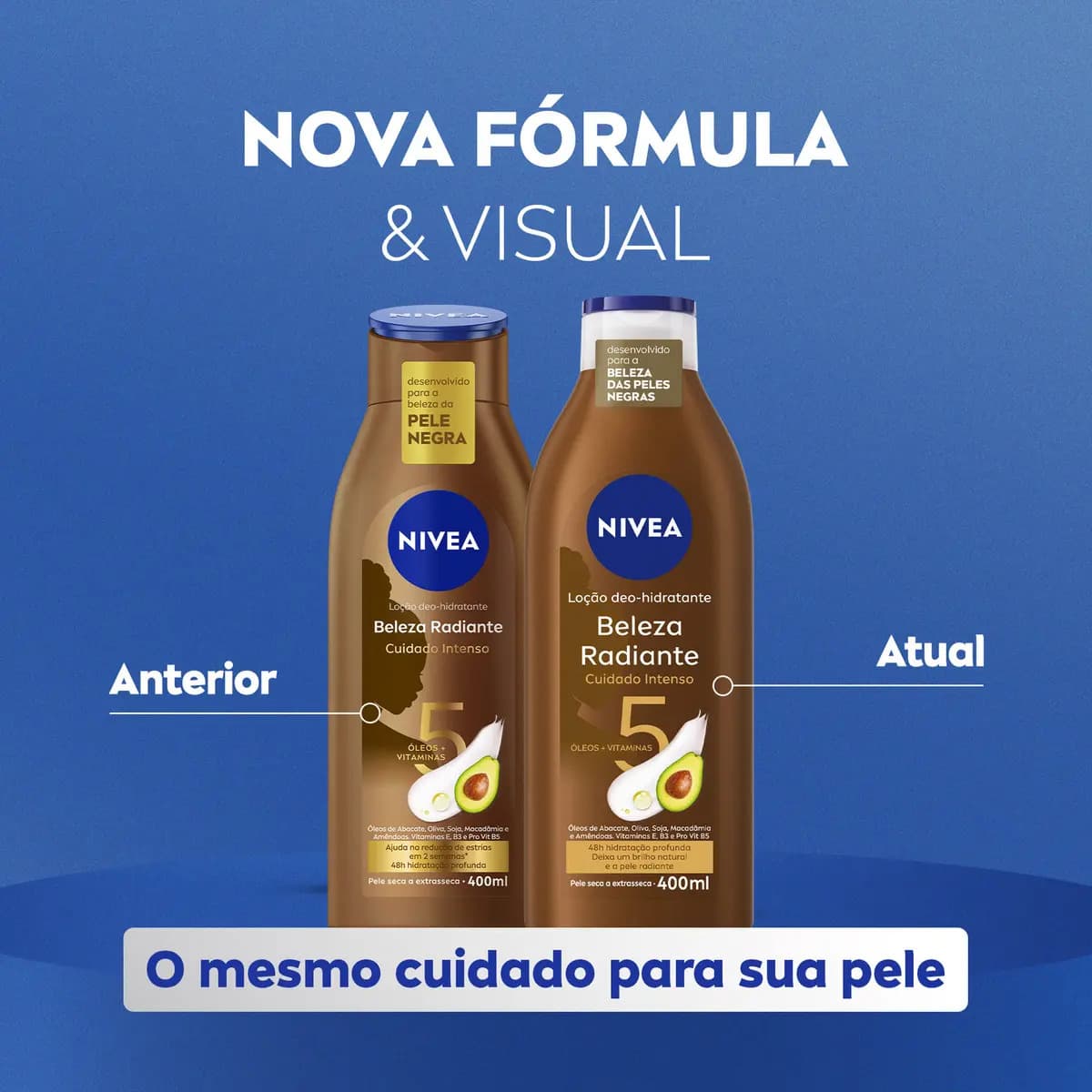 NIVEA Hidratante Desodorante Beleza Radiante Cuidado Intenso 400ml, Hidratação Profunda 48h, Brilho Natural, Corporal, Pele Seca e Extrasseca — imagem 4