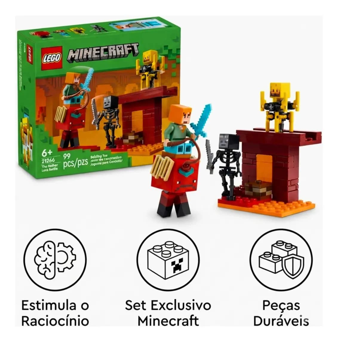 LEGO Minecraft - A Batalha da Lava no Nether - 99 Peças - 21266 — imagem 3