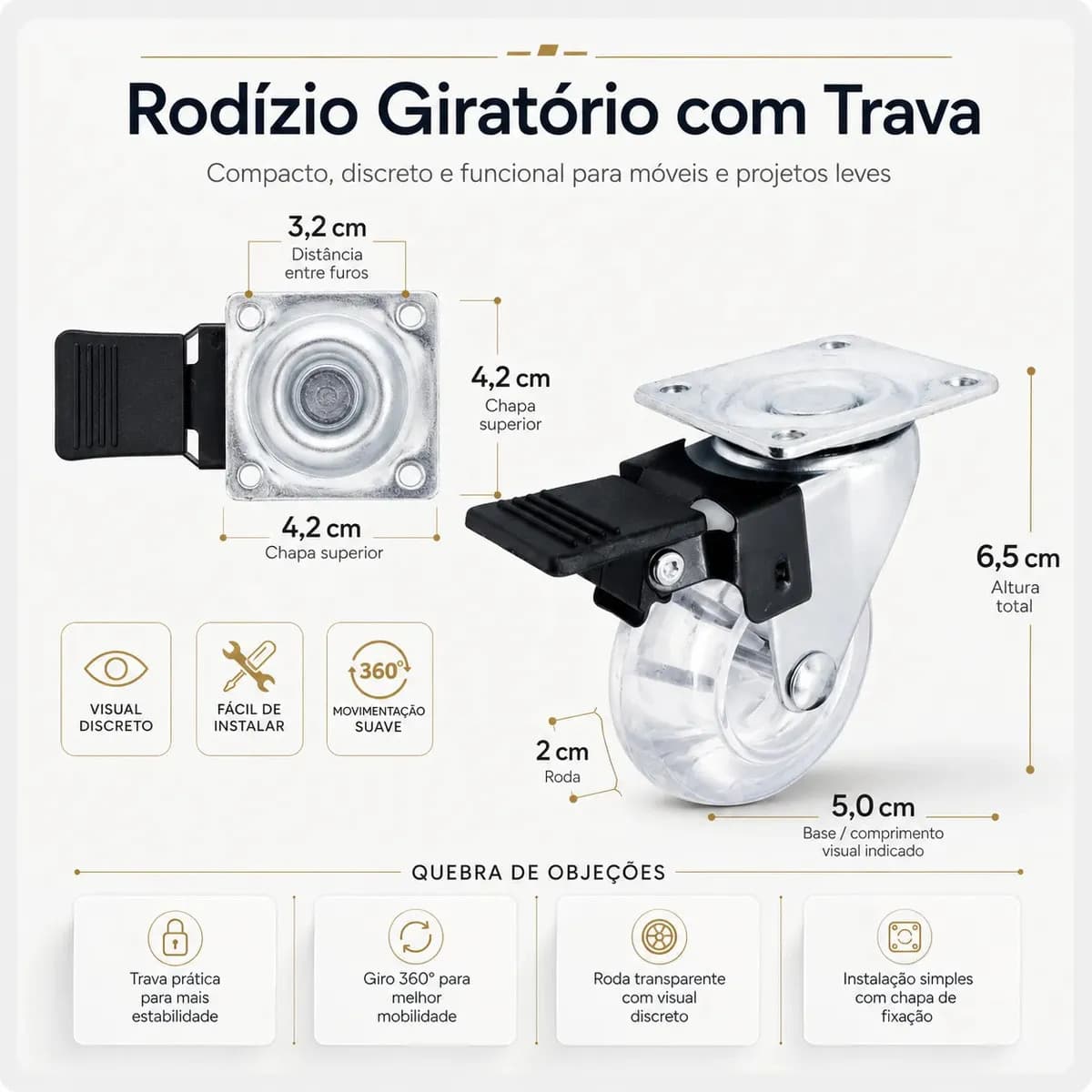 4 Rodinhas Giratório Gel Silicone Rodinha Móveis 50mm — imagem 6