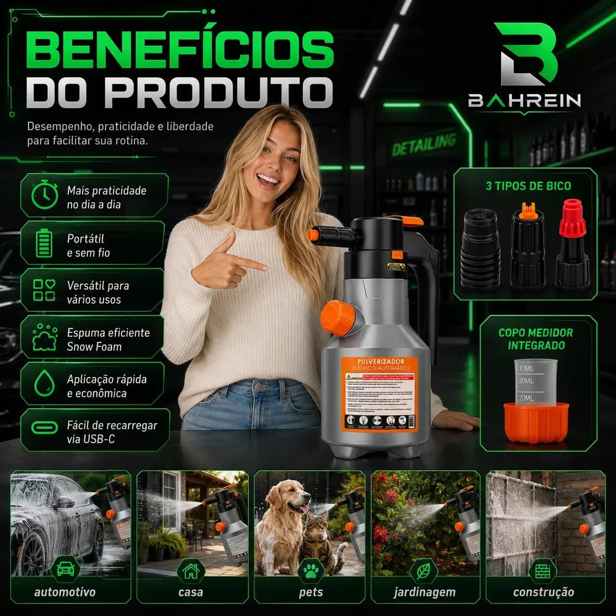 Pulverizador Elétrico Snow Foam Bahrein 2L para Limpeza Automotiva e Doméstica — imagem 2