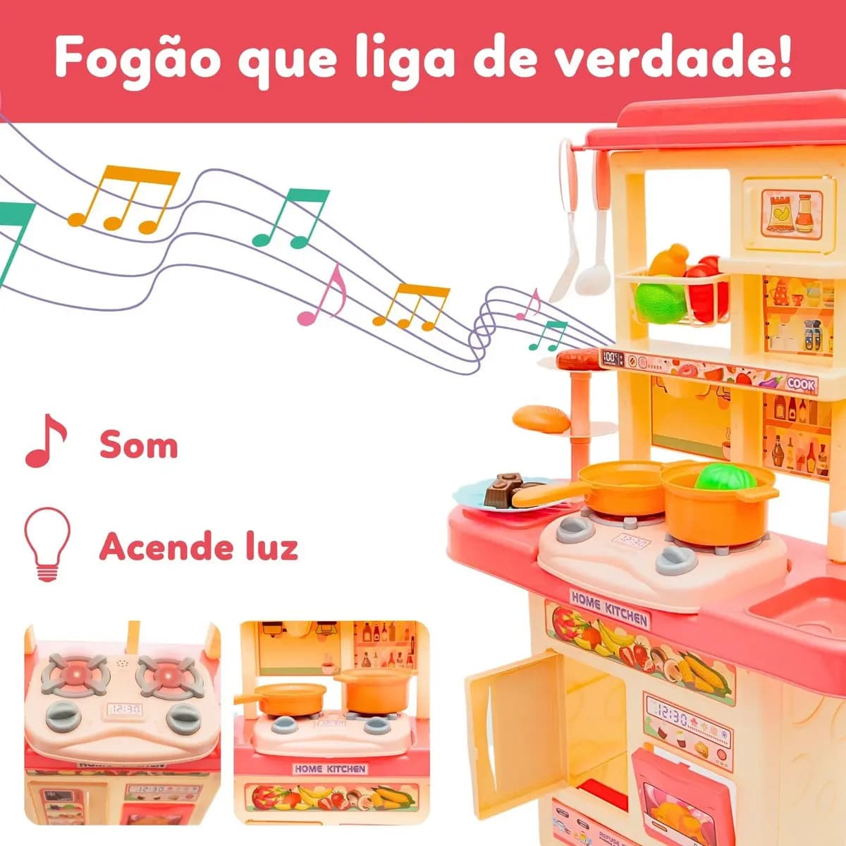 ATENTU Kit Cozinha De Brinquedo Completa Infantil Cor Rosa — imagem 3