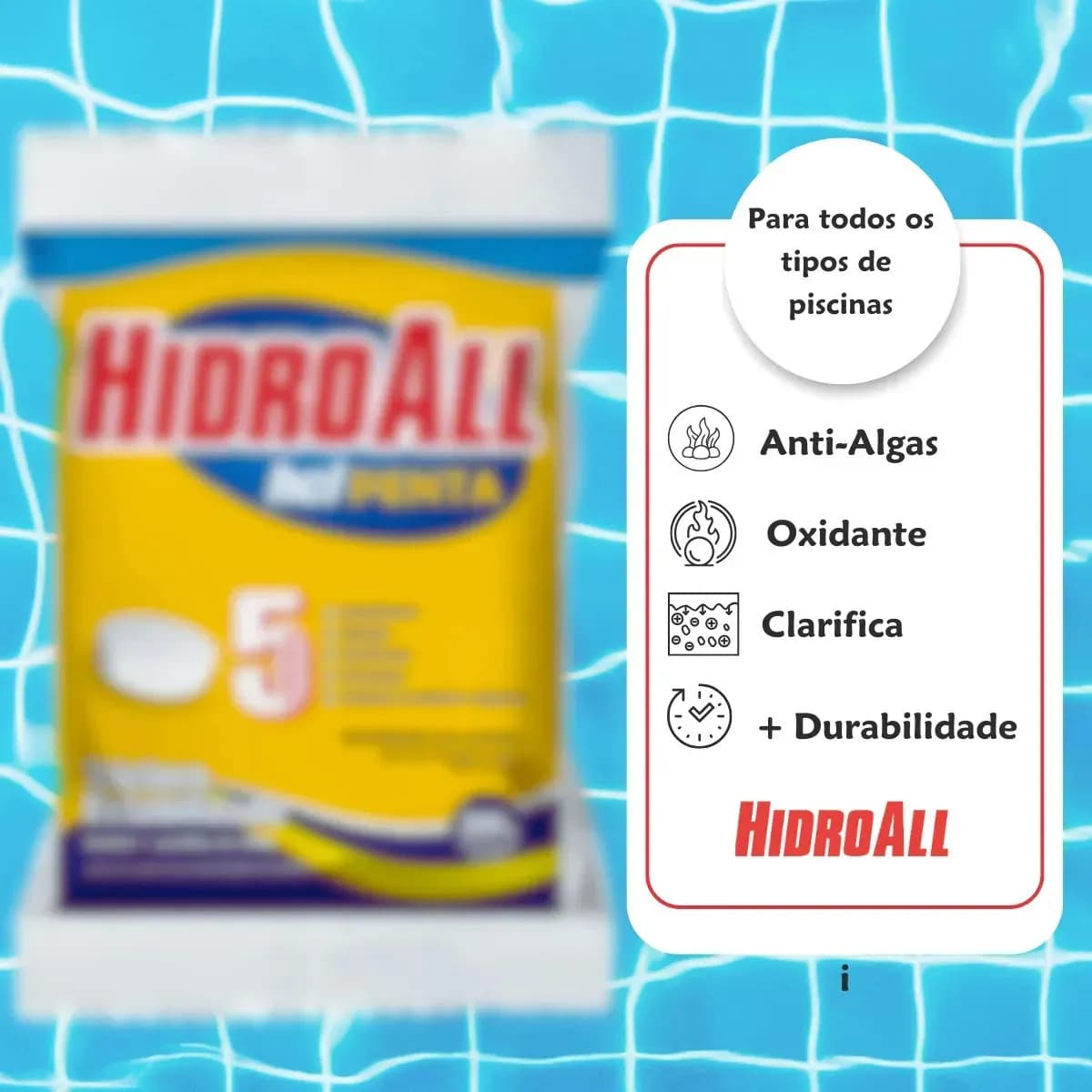 Kit 10 Tabletes Pastilha Penta 5x1 Hidroall 200gr Piscina — imagem 5