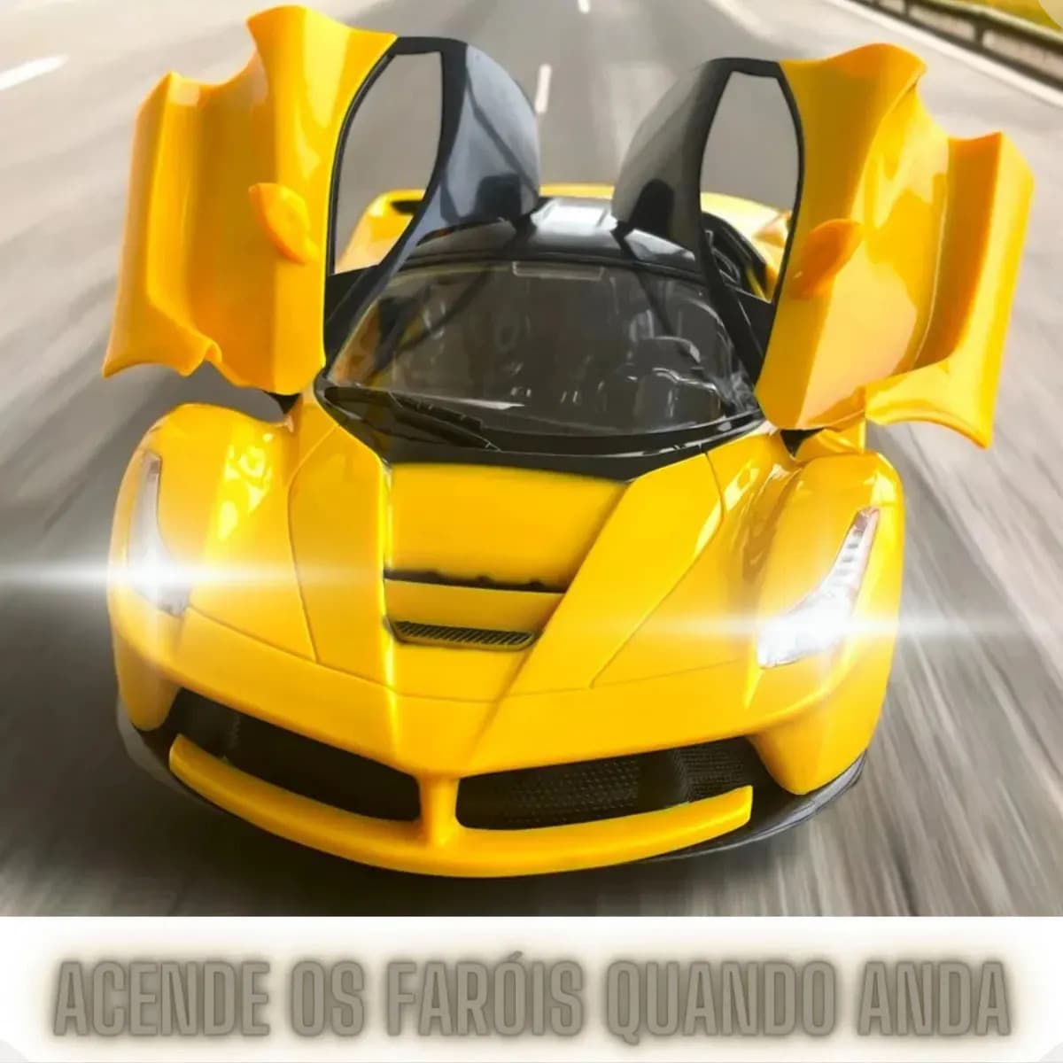 Brinquedo de Menino Carro Ferrari Carrinho Premium de Controle Remoto Amarelo Abre Portas Acende Farol Thevisionaries — imagem 2