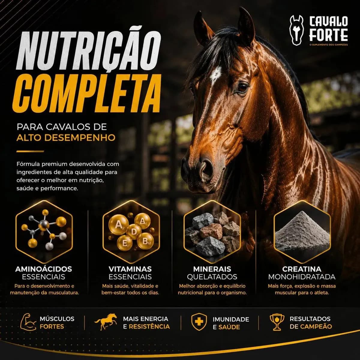 1kg Cavalo Forte Premium Suplemento Cavalo Equinos — imagem 6