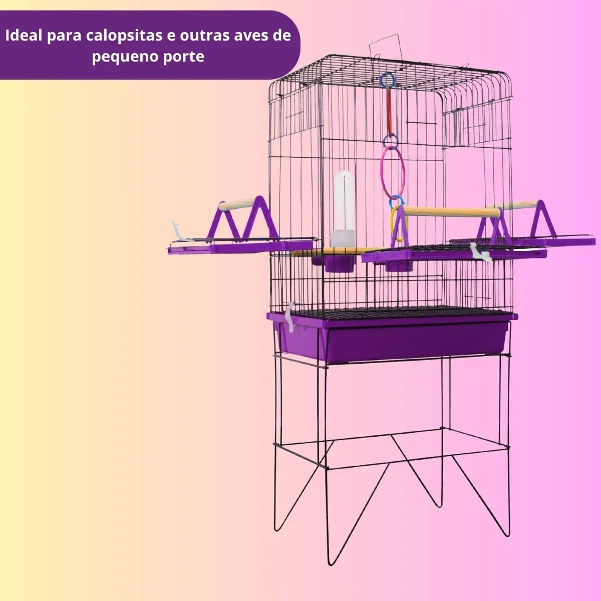 Viveiro Gaiola Para Calopsita Aves Papagaio Black/Lilás Jel Plast — imagem 6