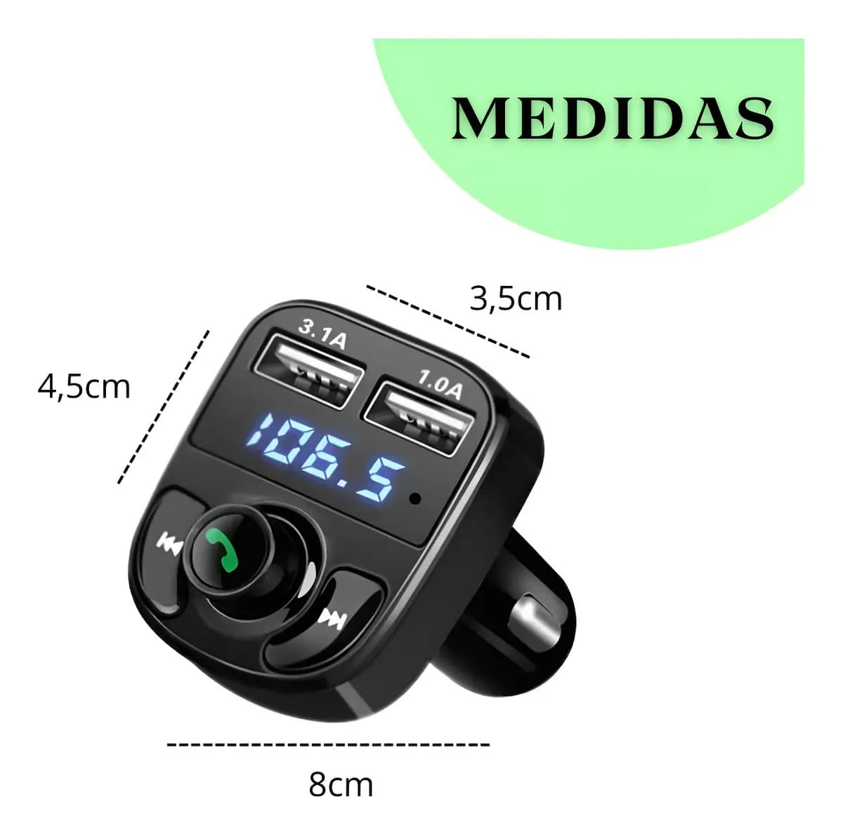 Adaptador Bluetooth Carro Universal Transmissor GotWire Carregador Automotivo — imagem 3