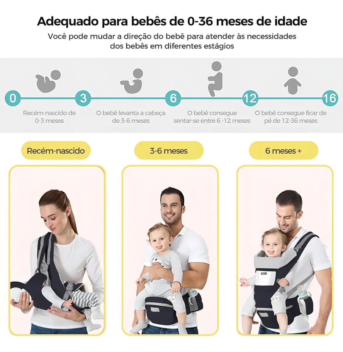 Bolsa Canguru Ergonômico Bebê 3 Em 1 Hygge Moments Cor Preto — imagem 2