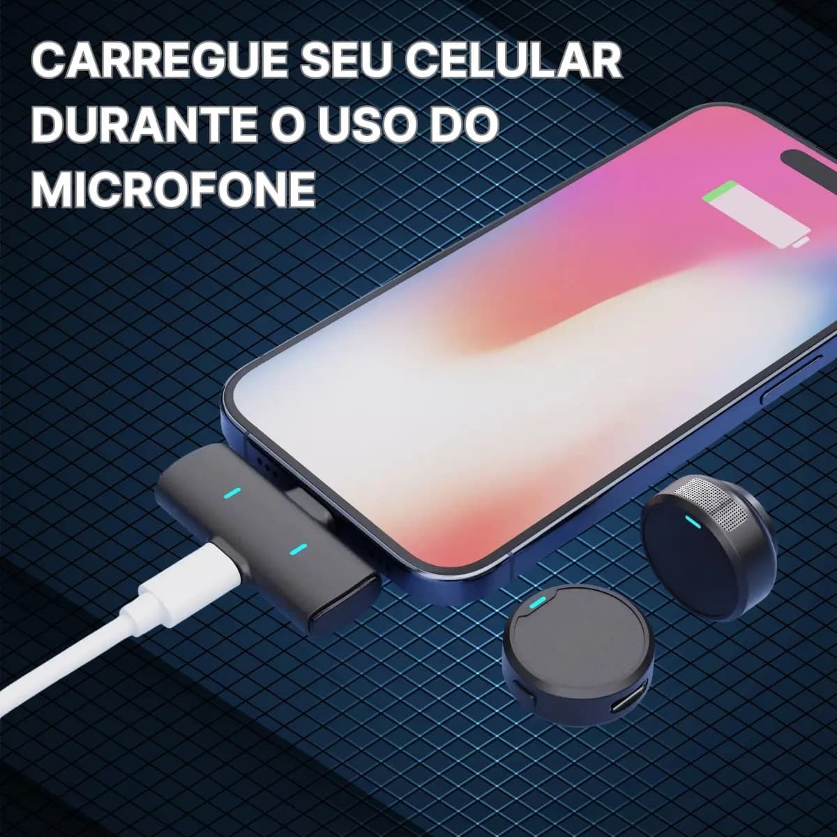 Microfone Lapela Mymotors Preto Sem Fio Tipo C — imagem 6