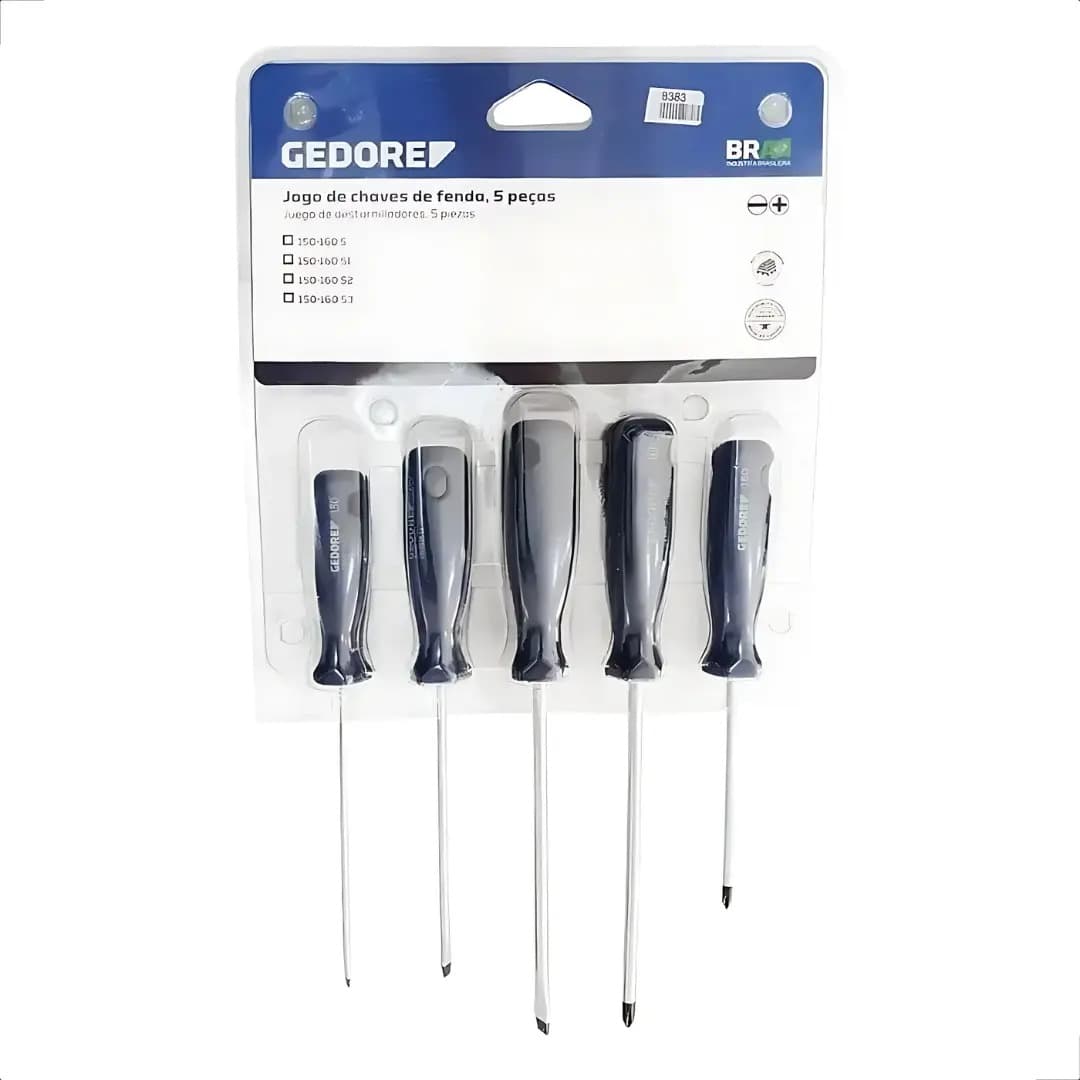 Jogo Kit Chave Fenda E Phillips Gedore C/5 Peças 150-160s — imagem 3