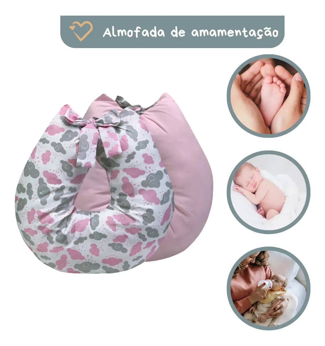 Almofada De Amamentacao Bebe Travesseiro Maternidade Lavavel — imagem 3