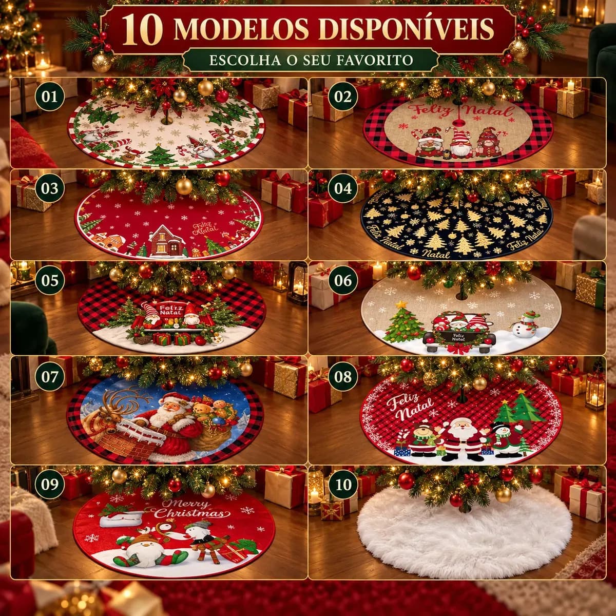 Saia Tapete Base Árvore De Natal Decoração Papai Noel Enfeite Natalino Luxo Modelo 6 Luvinco — imagem 2