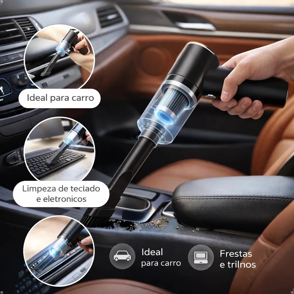Aspirador Portátil 3 Em 1 Com Soprador e Filtro HEPA Para Carro e Teclado USB — imagem 2