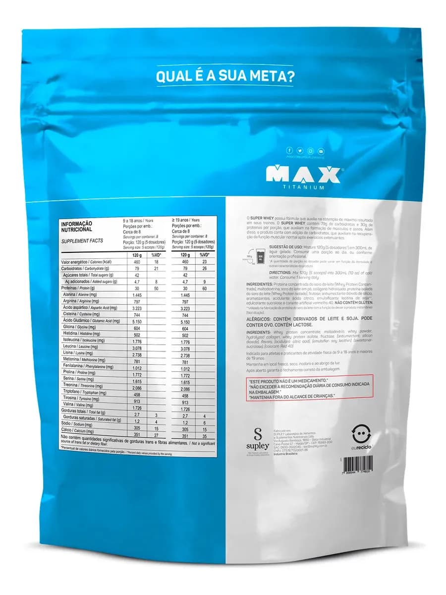 Super Whey Protein Refil 900g Max Titanium Sabor Morango — imagem 2