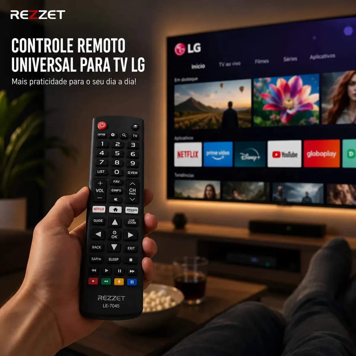 Controle Universal LG Smart TV Rezzet Compatível Com Todos os Modelos Pronto Para Uso Netlix e Prime Video — imagem 5