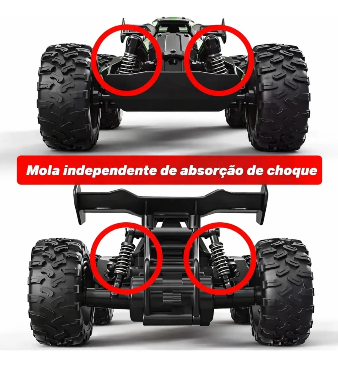 Carrinho Controle Remoto Recarregável Grande Off Road Cross Azul — imagem 6
