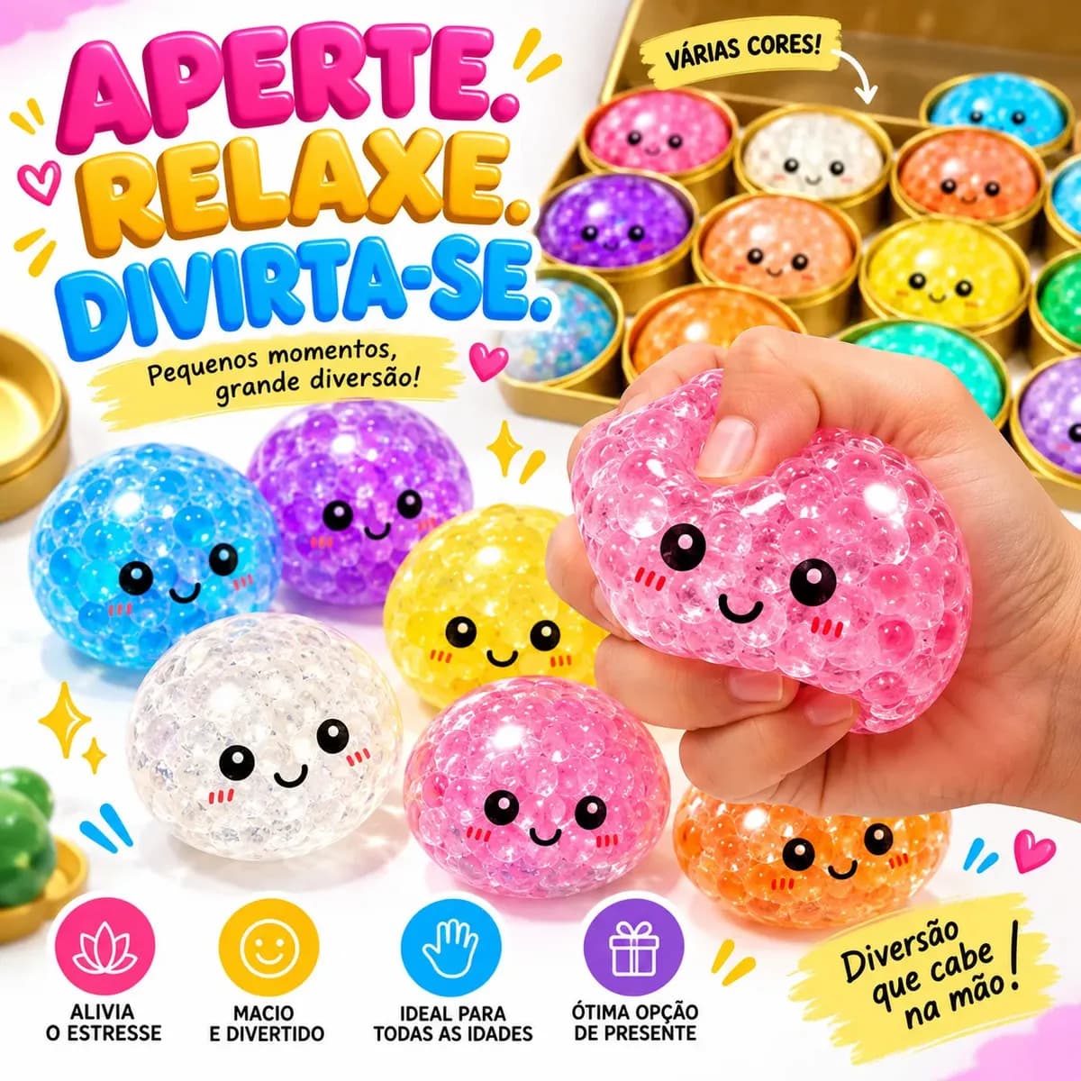 Squishy Bolinha Antiestresse Sensorial Brinquedo Infantil Presente Dia Das Crianças Menino Menina Lembrancinha Festa Aniversário Taba Gel Colorido Relaxante Ape — imagem 6