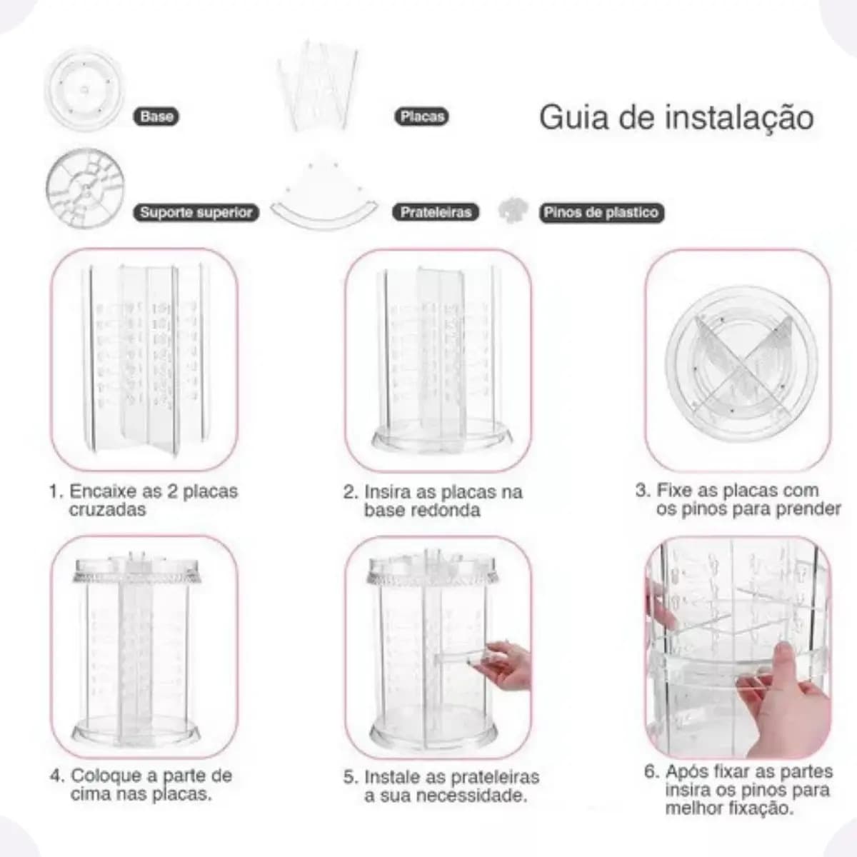 Organizador de Maquiagem Giratório 360° Acrílico ManoThor — imagem 6