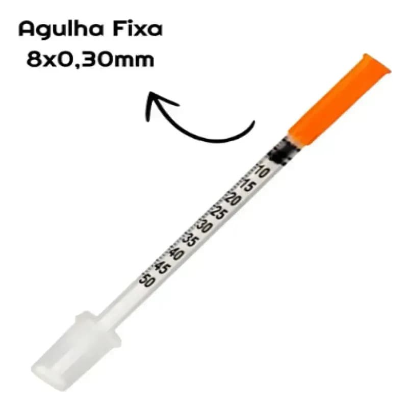 Seringa SR Insulina Agulha Fixa 0,5ml 08x0,30mm Agulha Fixa C/100 Und 0.5 Ml — imagem 4