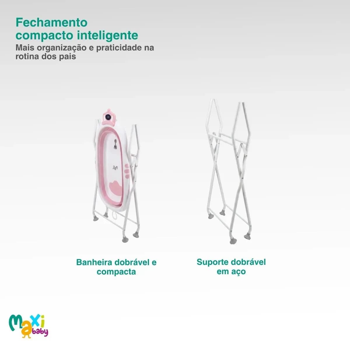 Banheira Bebê Dobrável Com Suporte Redutor Assento E Termômetro Embutido Até 20kg Melon Maxi Baby - Rosa — imagem 6