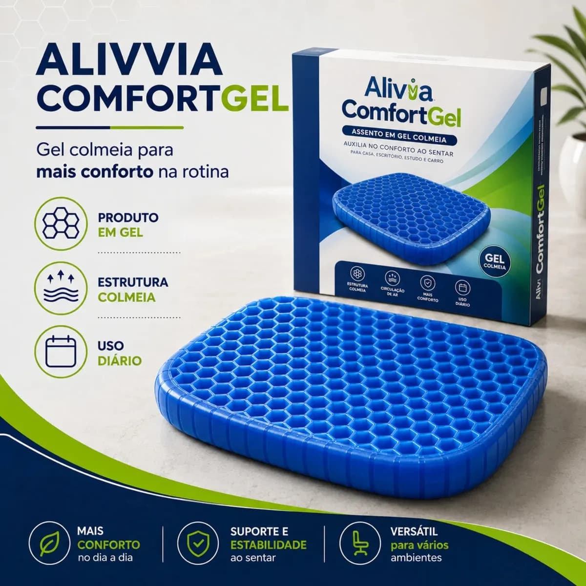 Almofada Assento Egg Da Jcanova Store - Hemorroida Ortopédico Cóccix Pós-parto Silicone Cadeira Tratamento Lesão Especial Macia Confortável Banco Carro Dores Az — imagem 3