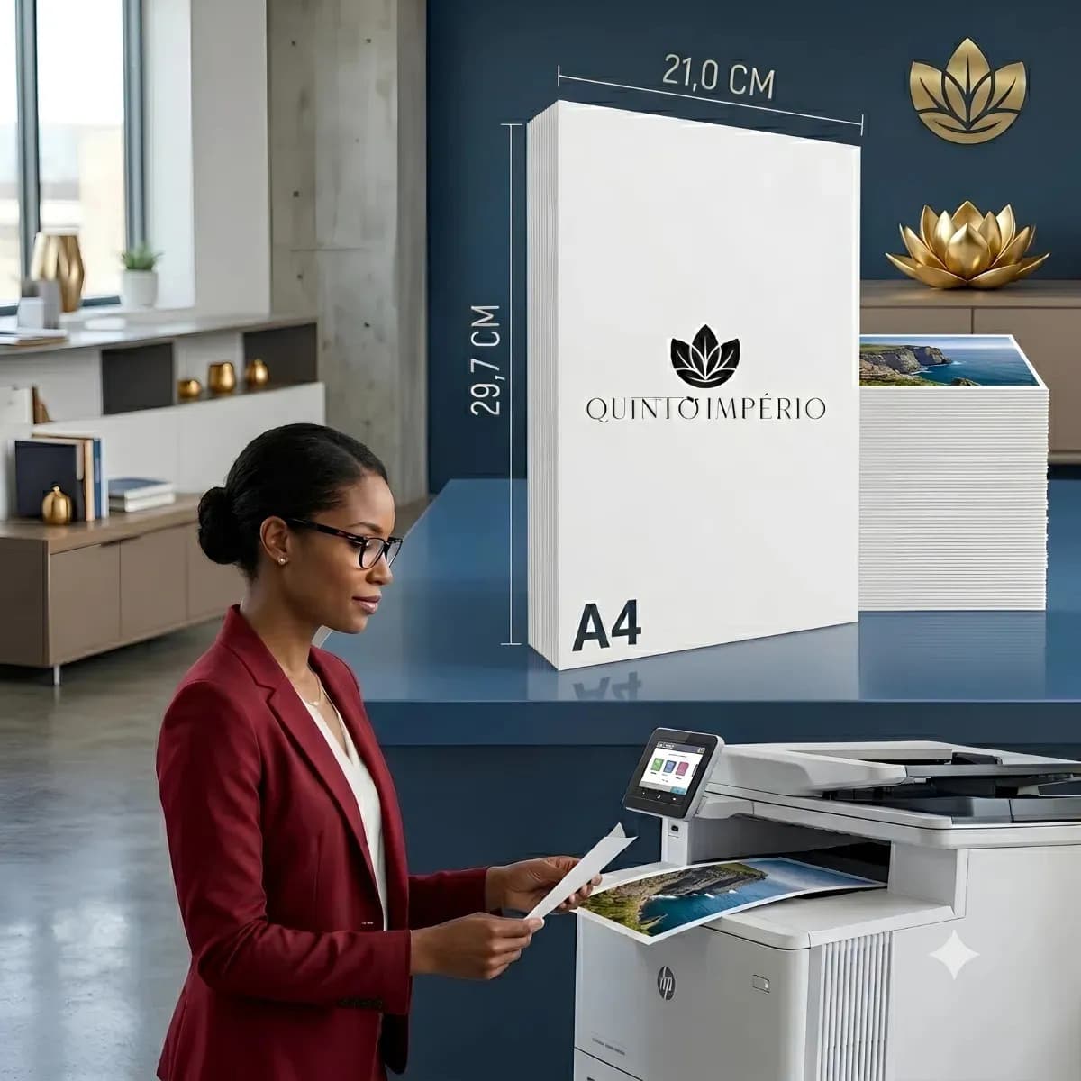 Papel Offset 180g Cartão Com 100 Folhas A4 Branco Premium Sulfite Quinto Império — imagem 3
