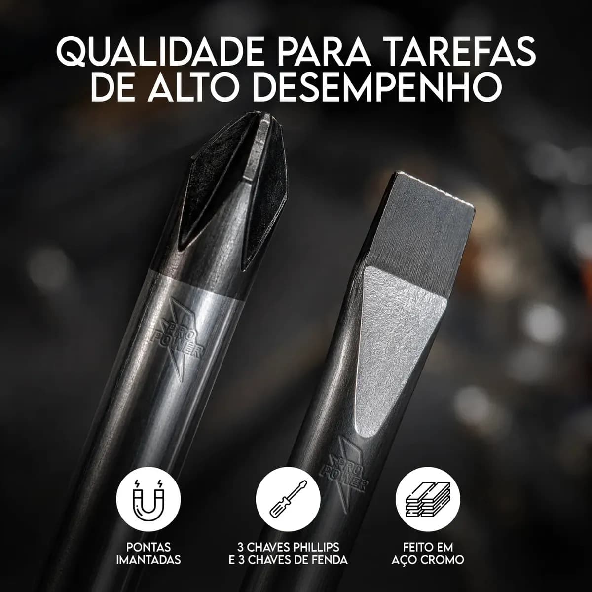 Kit Jogo Chaves Fenda Phillips 6 Peças Imantadas Cabo Emborrachado Aço Profissional Oficina Manutenção Mecânica Reparos Ferramentas — imagem 2