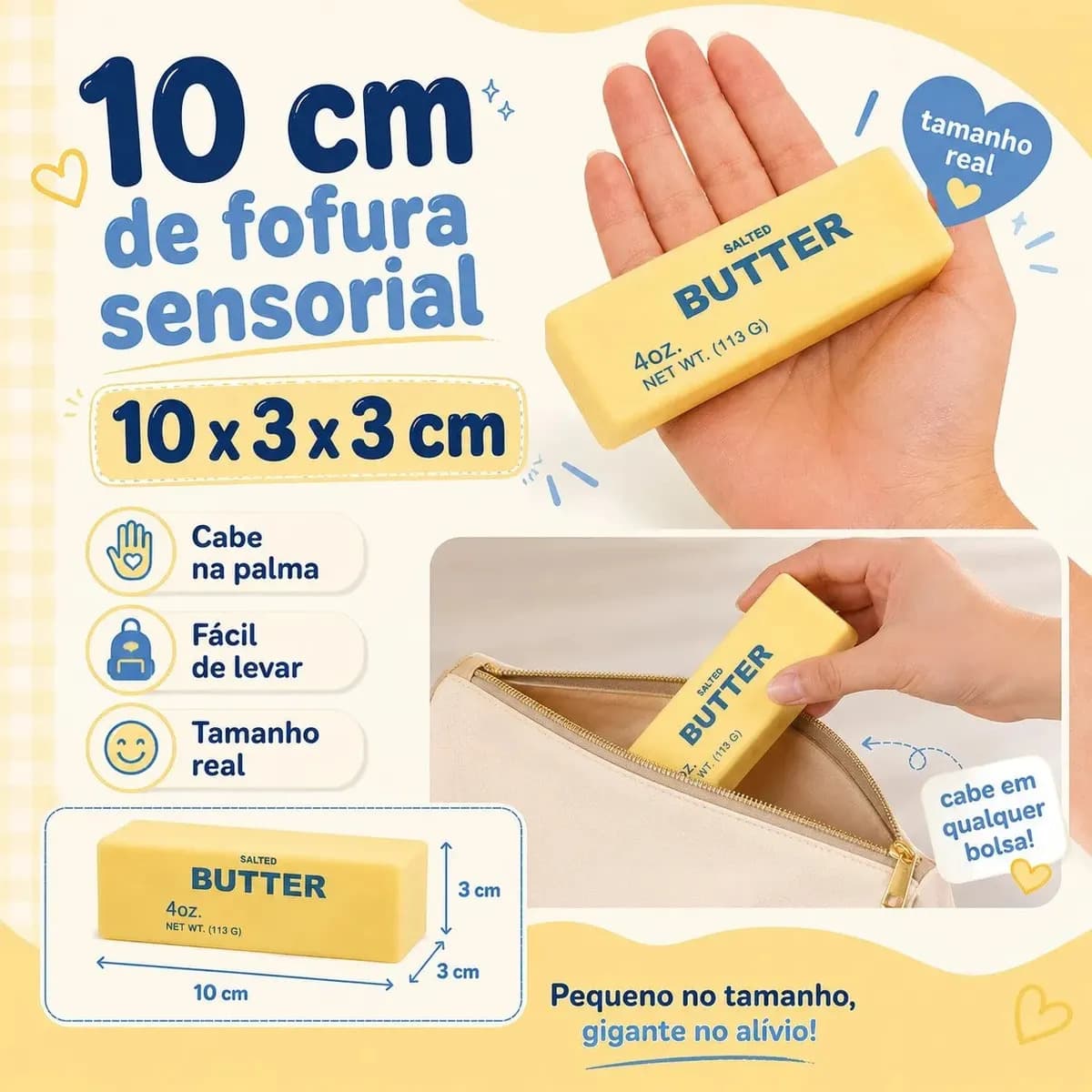 Squishy Butter Barra De Manteiga Viral Tik Tok Rápido Amarelo — imagem 5