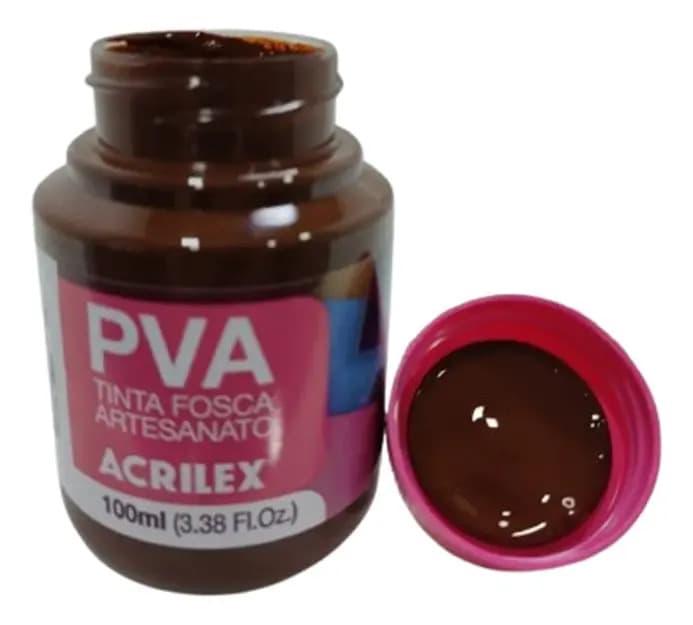 Tinta PVA Fosca Acrilex Cor Chocolate 100ml Para Artesanato