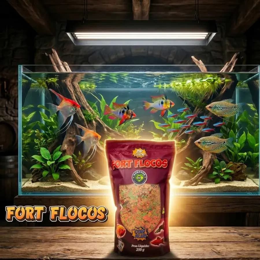 Ração Para Peixe Fort Flocos 250g Maramar alimento completo — imagem 3