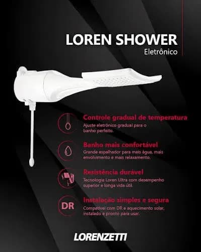 Ducha Eletrônica Lorenzetti Loren Shower Ultra 7500W 220V Branco — imagem 5