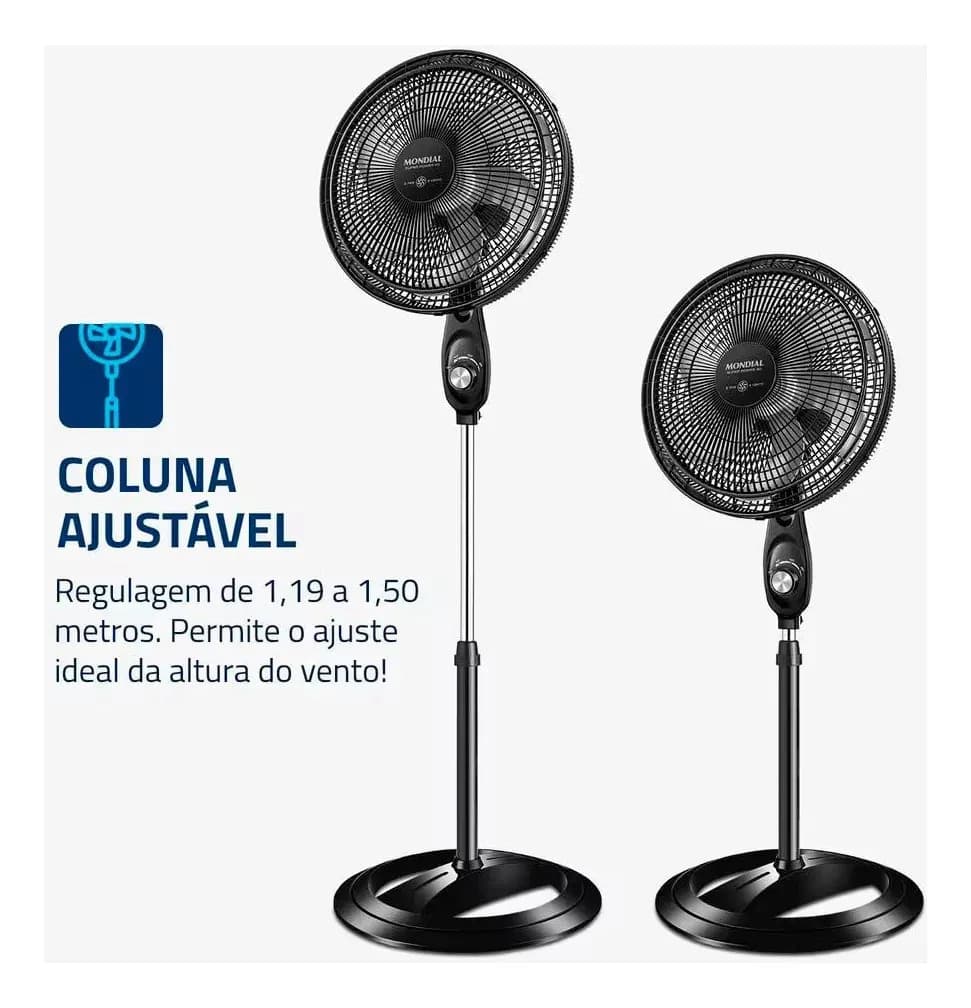 Ventilador de Coluna 40cm Super Power VSP40C 6 Pás 3 Velocidades Mondial — imagem 5